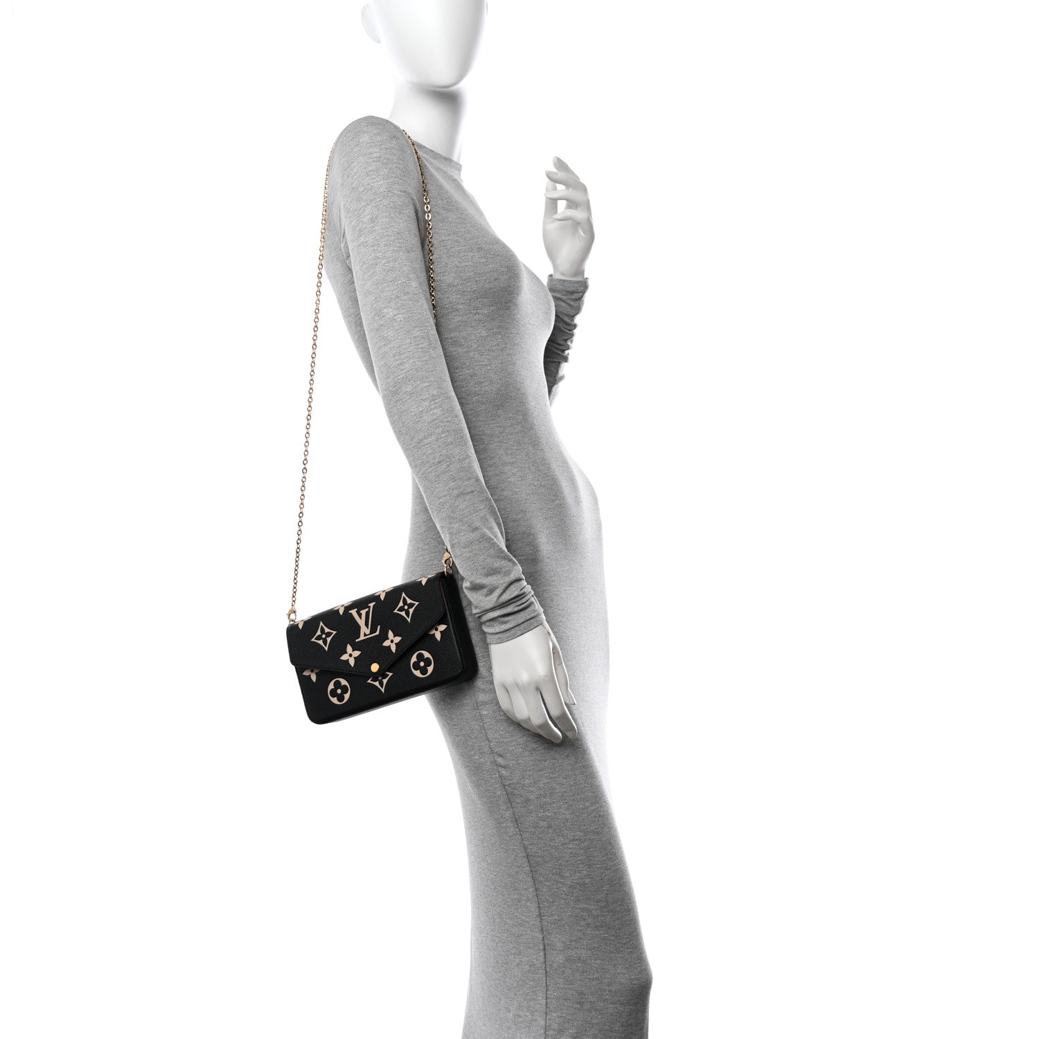 Louis Vuitton Empreinte Monogram Giant Felicie Pochette Black Beige 2 of 11