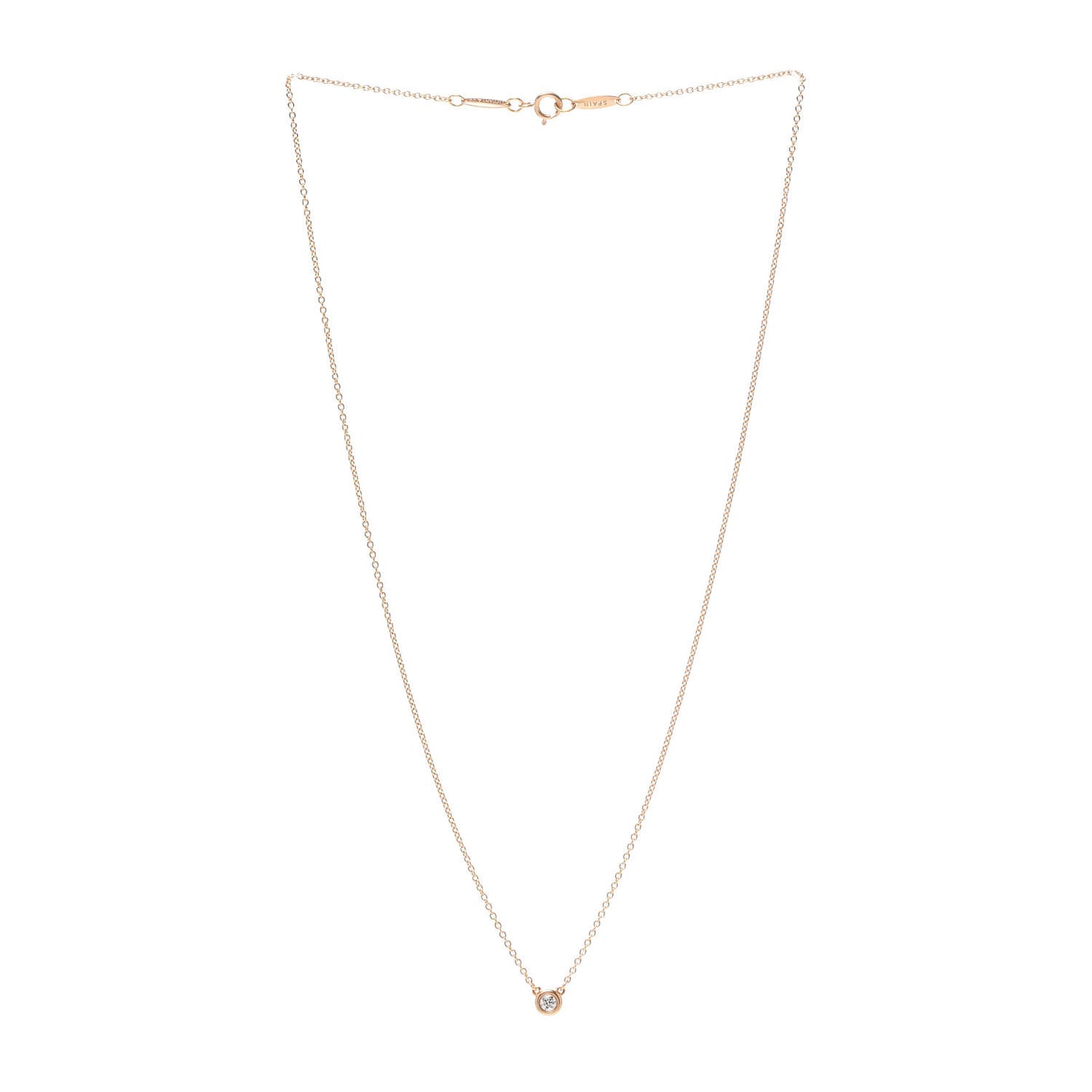 18K Rose Gold Diamond .07ct Elsa Peretti Diamonds by the Yard Pendant Necklace