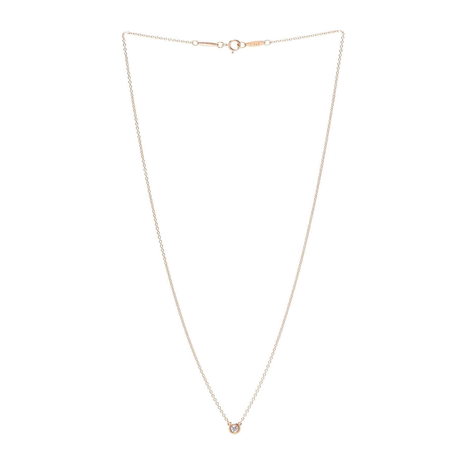 Tiffany 18K Rose Gold Diamond .07ct Elsa Peretti Diamonds by the Yard Pendant Necklace 3 of 5