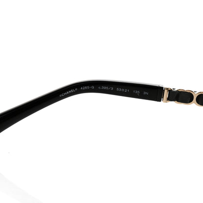 Chanel Metal Calfskin Round Chain Sunglasses Black 6 of 9