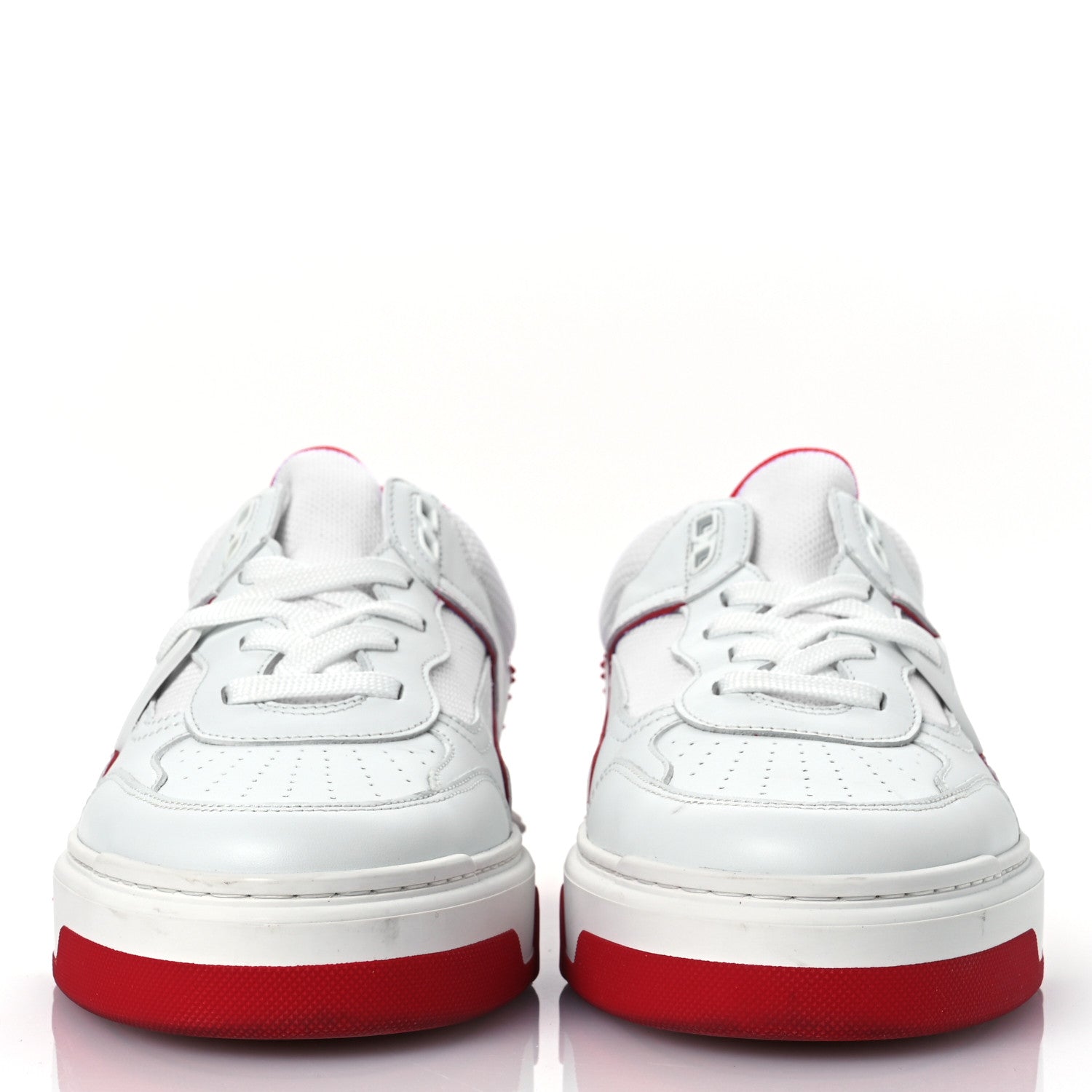 Christian Louboutin Calfskin Suede Nappa Spike Mens Astroloubi Low Top Sneakers 42 White Red 3 of 11
