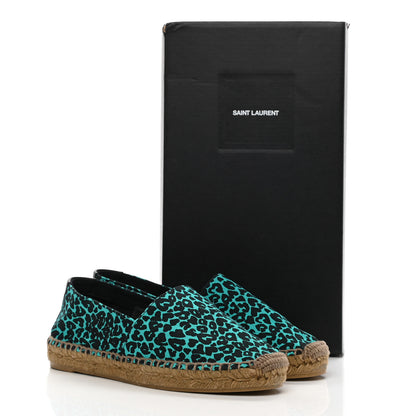 Saint Laurent Canvas Leopard Print Espadrilles 37.5 Aqua Black 8 of 8