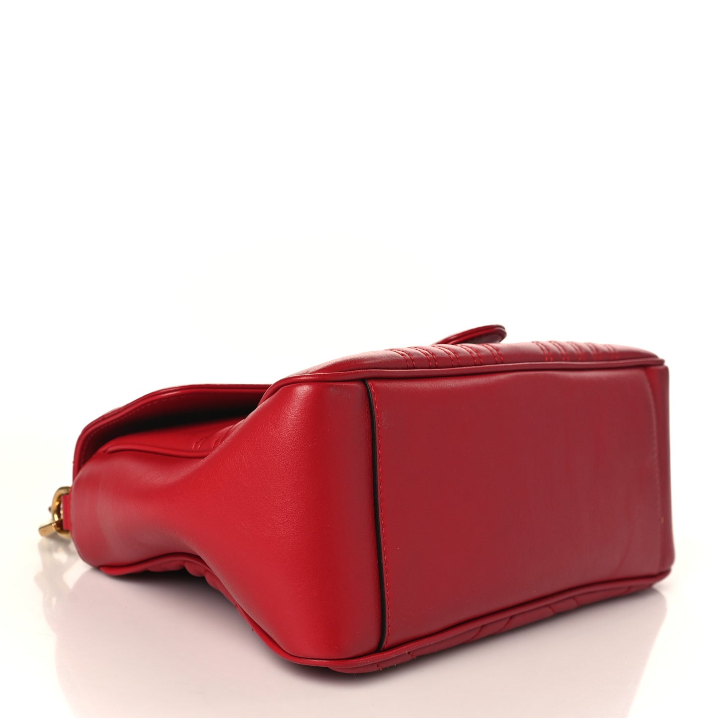 Calfskin Matelasse Small GG Marmont Top Handle Shoulder Bag Hibiscus Red