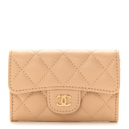 Chanel Caviar Quilted Flap Card Holder Wallet Beige 1 of 8