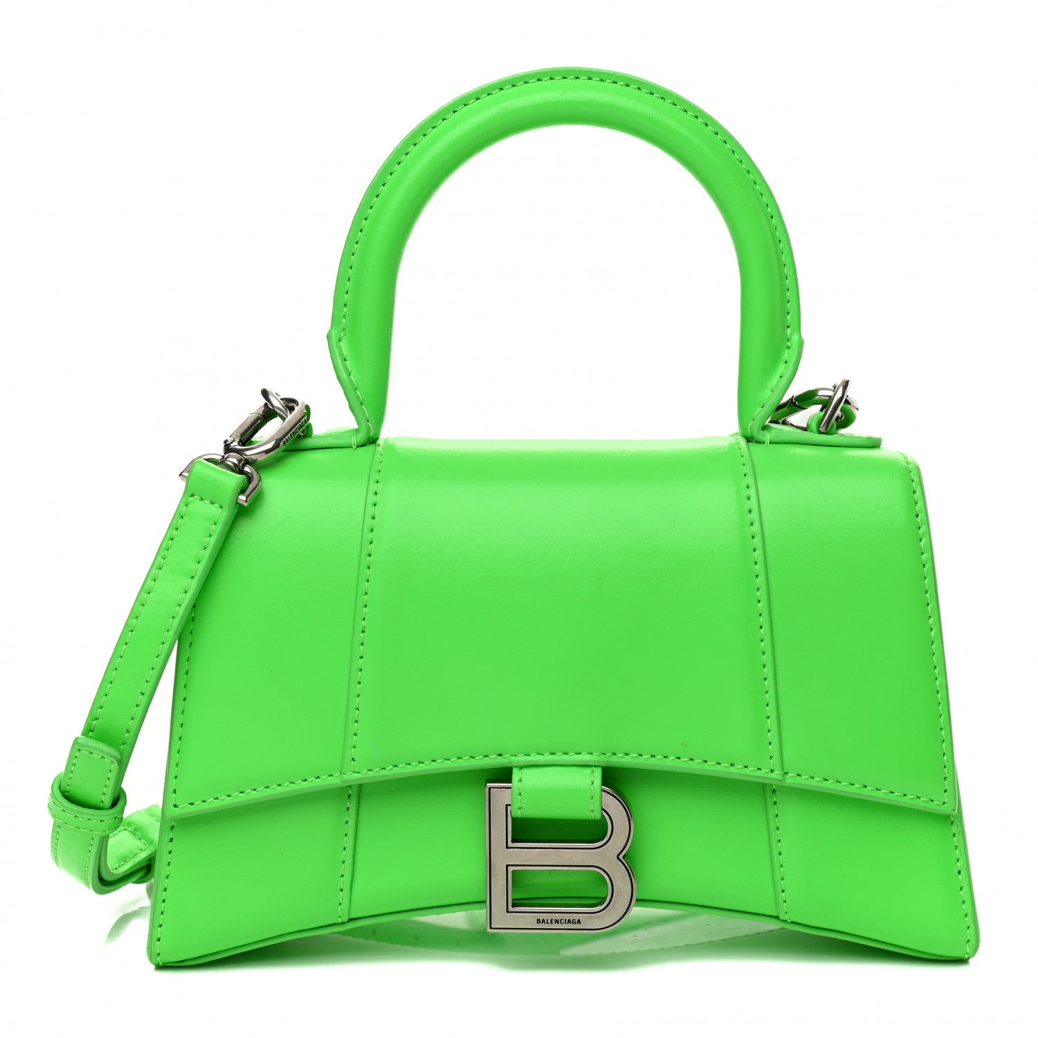 Balenciaga Shiny Box Calfskin Hourglass Top Handle Bag XS Fluo Green 1 of 15