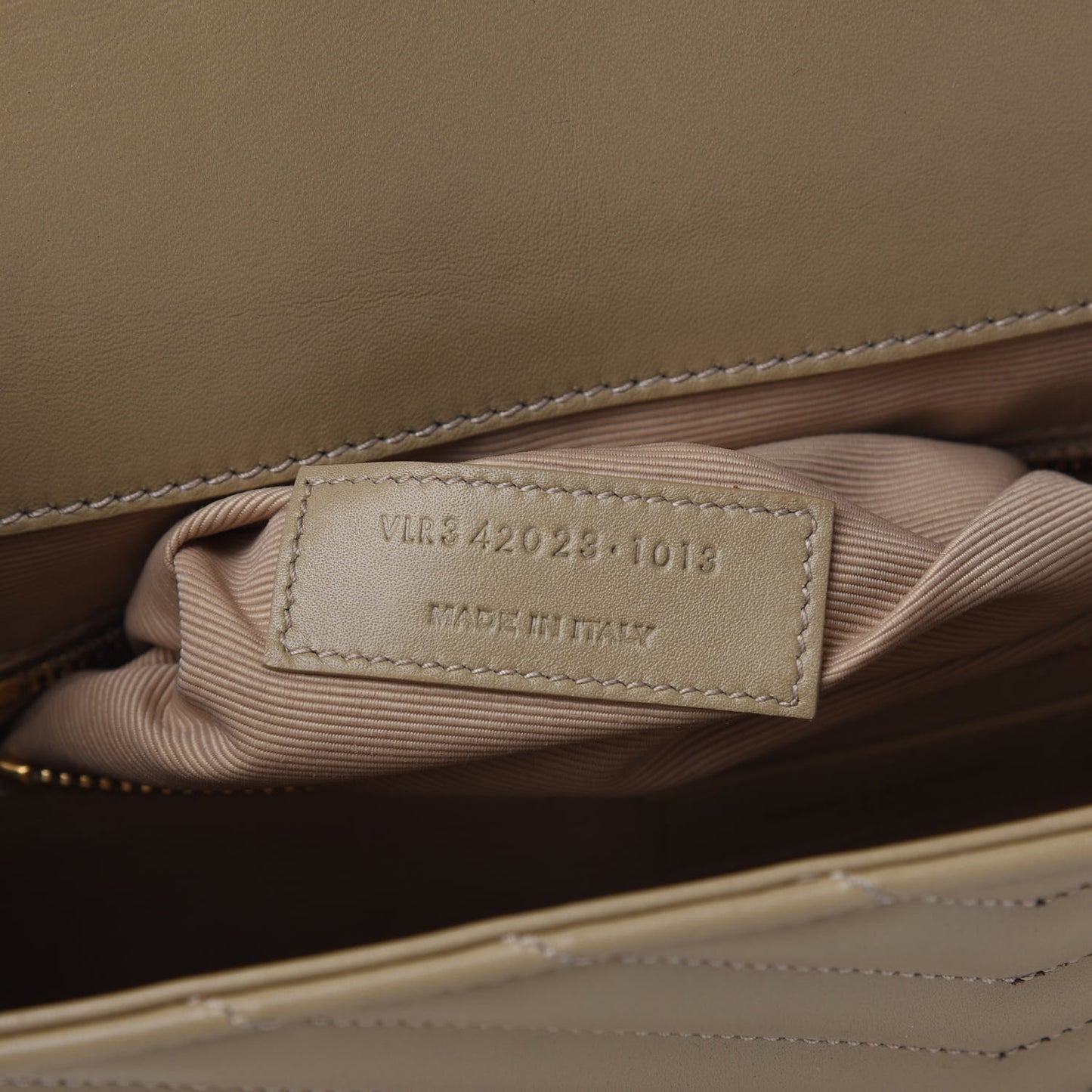 Lambskin Matelasse Chevron Large Monogram Satchel Beige