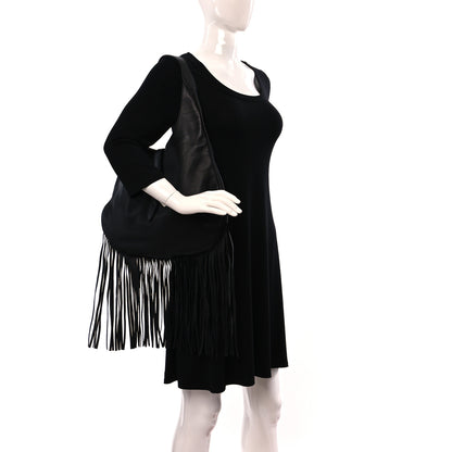 Gucci Calfskin Large New Jackie Nouveau Fringe Hobo Black 2 of 12