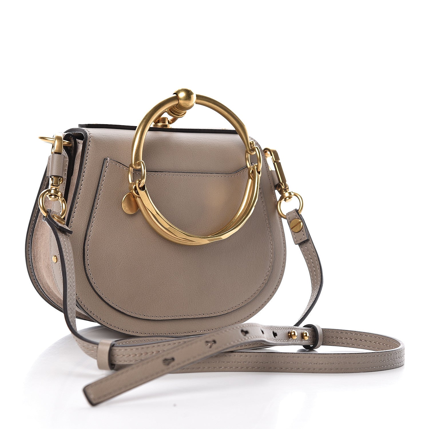 Chloe Calfskin Suede Small Nile Bracelet Bag Motty Grey 3 of 10