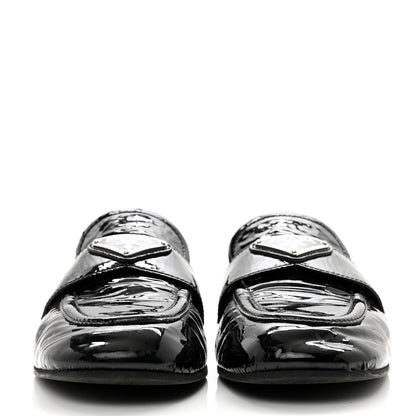Prada Naplak Metal Triangle Logo Loafers 38 Black 2 of 9