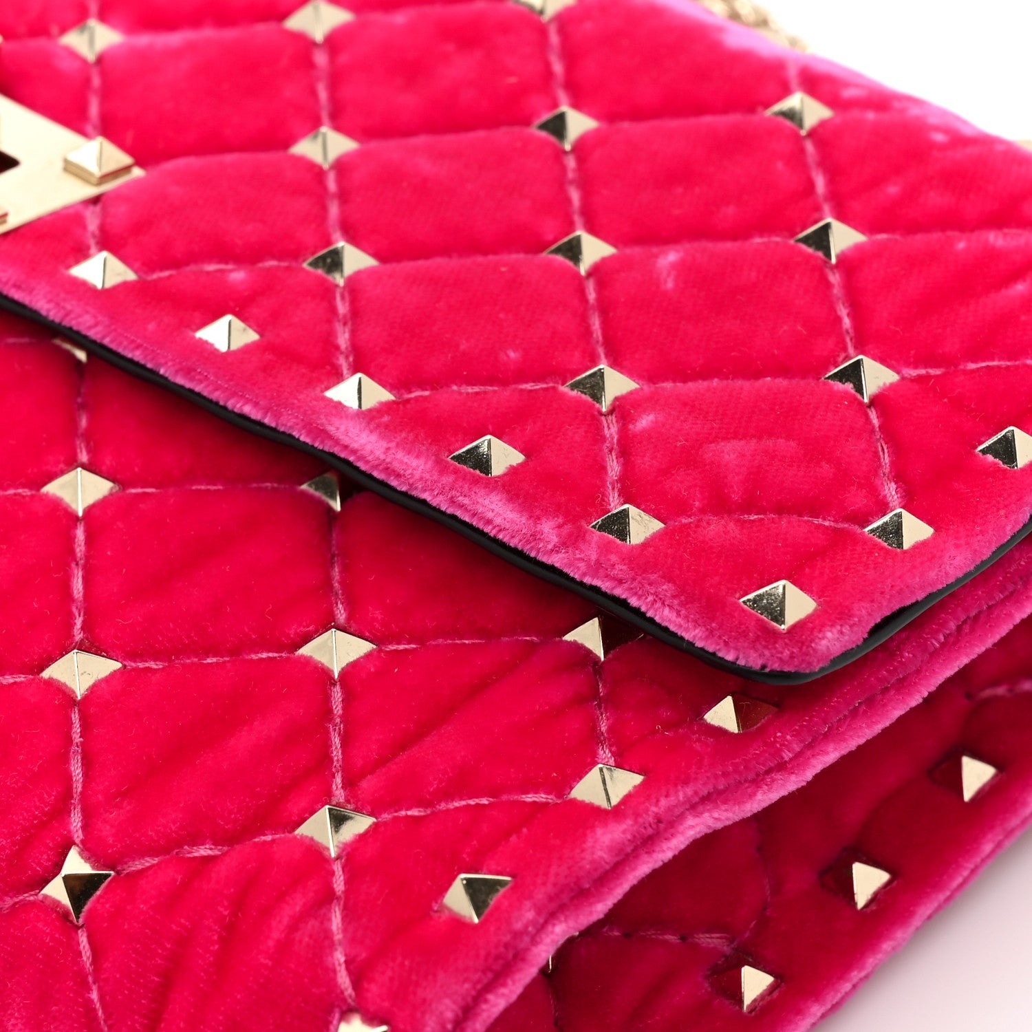 Valentino Garavani Velvet Rockstud Spike Wallet on Chain Disco Pink 10 of 11
