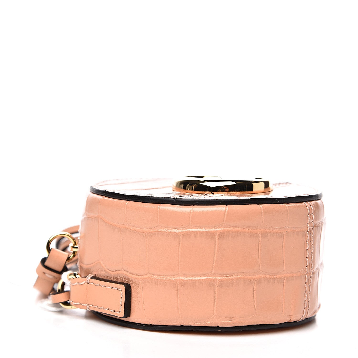 Chloe Calfskin Crocodile Embossed Mini C Round Crossbody Milky Orange 3 of 9