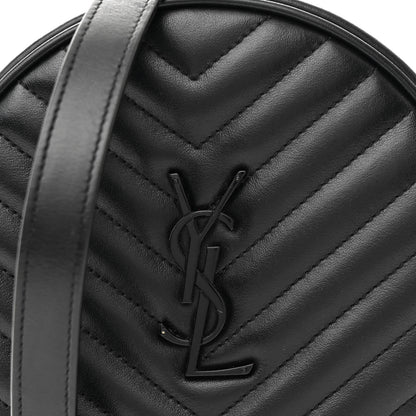 Saint Laurent Calfskin Matelasse Chevron Round Vinyle Camera Bag Black 8 of 13