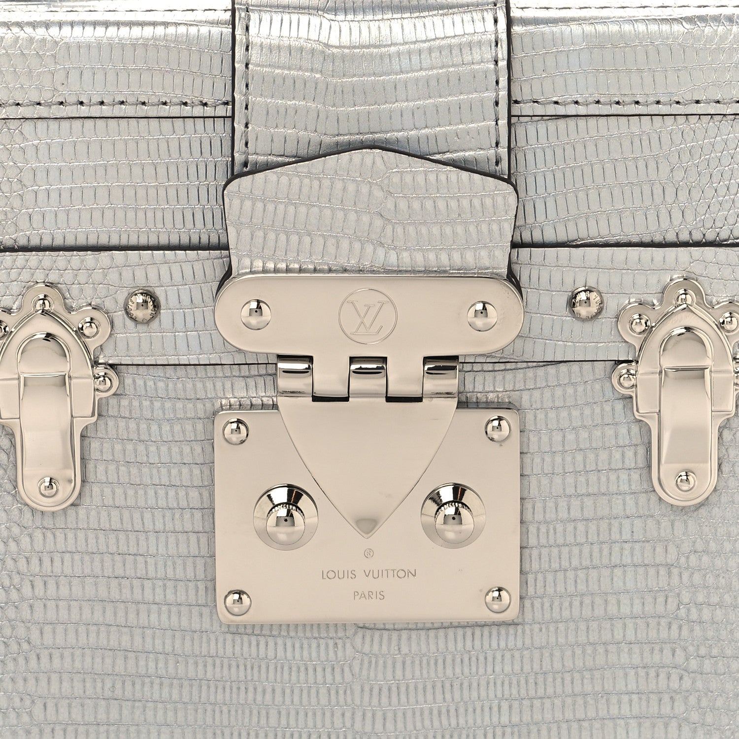 Louis Vuitton Metallic Lizard Petite Malle Silver 7 of 9