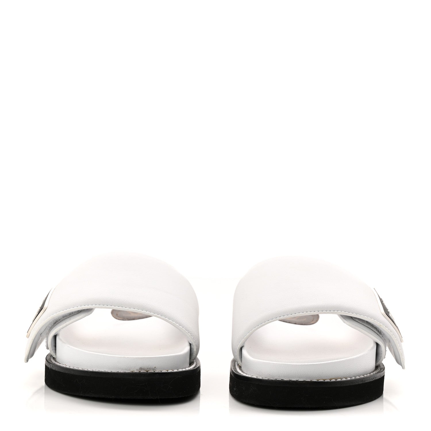 Louis Vuitton Calfskin Sunset Flat Mule Sandals 39 White 3 of 9