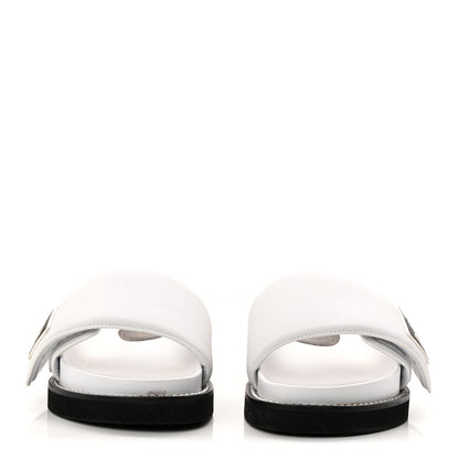 Louis Vuitton Calfskin Sunset Flat Mule Sandals 39 White 3 of 9