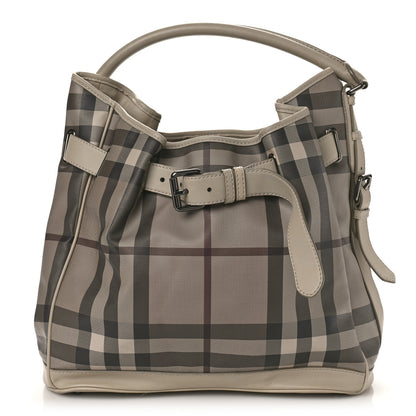 Burberry Smoked Check Medium Walden Belted Hobo Trench 1 of 9