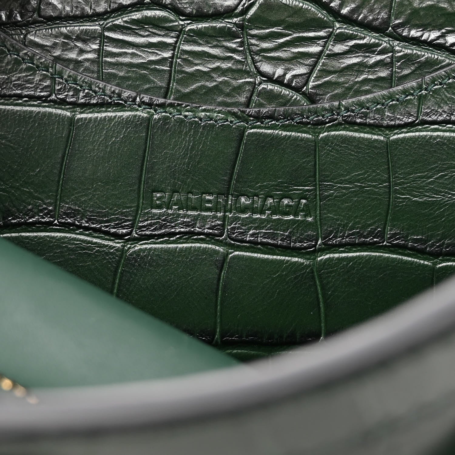 Balenciaga Extra Supple Calfskin Crocodile Embossed Neo Classic Hardware XS City Forest Green 6 of 9