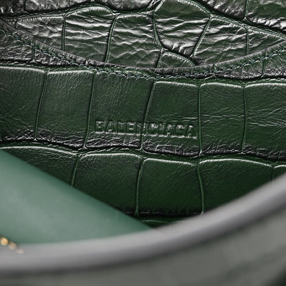 Balenciaga Extra Supple Calfskin Crocodile Embossed Neo Classic Hardware XS City Forest Green 6 of 9