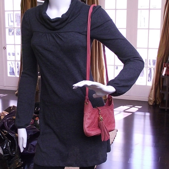 Chanel Vintage Suede Tassel CC Shoulder Bag Pink 2 of 11