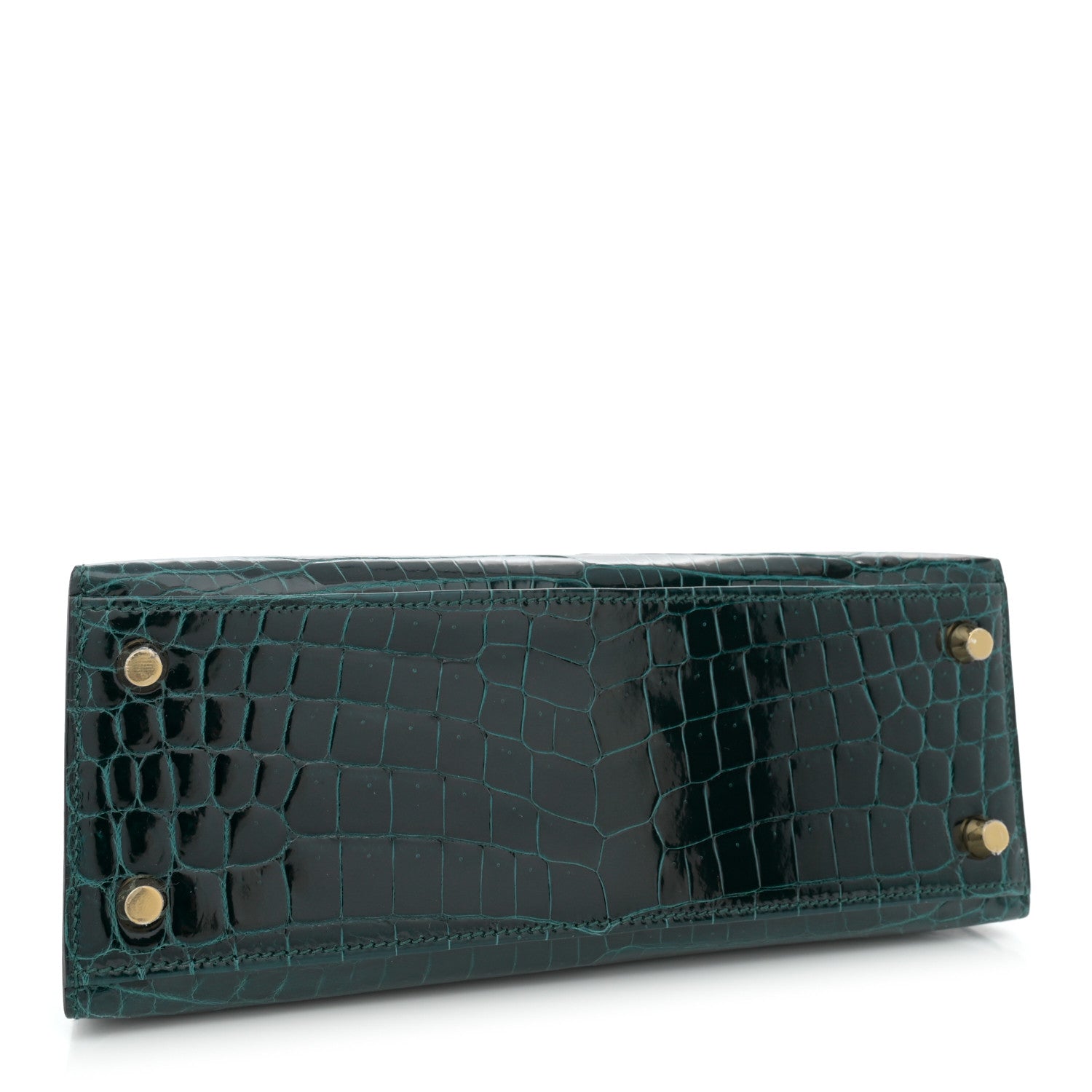 Hermes Shiny Niloticus Crocodile Kelly Sellier 25 Vert Cypress 4 of 11