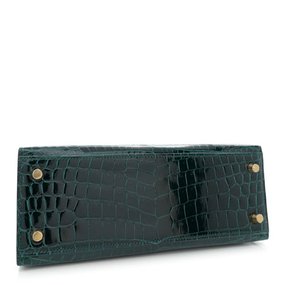 Hermes Shiny Niloticus Crocodile Kelly Sellier 25 Vert Cypress 4 of 11