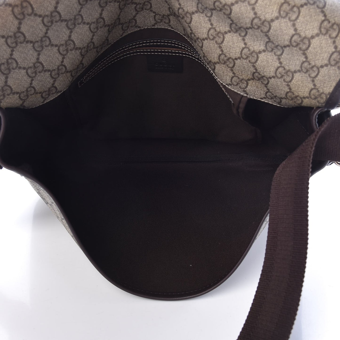 GG Plus Monogram Medium Double Buckle Flap Messenger Bag Beige Dark Brown