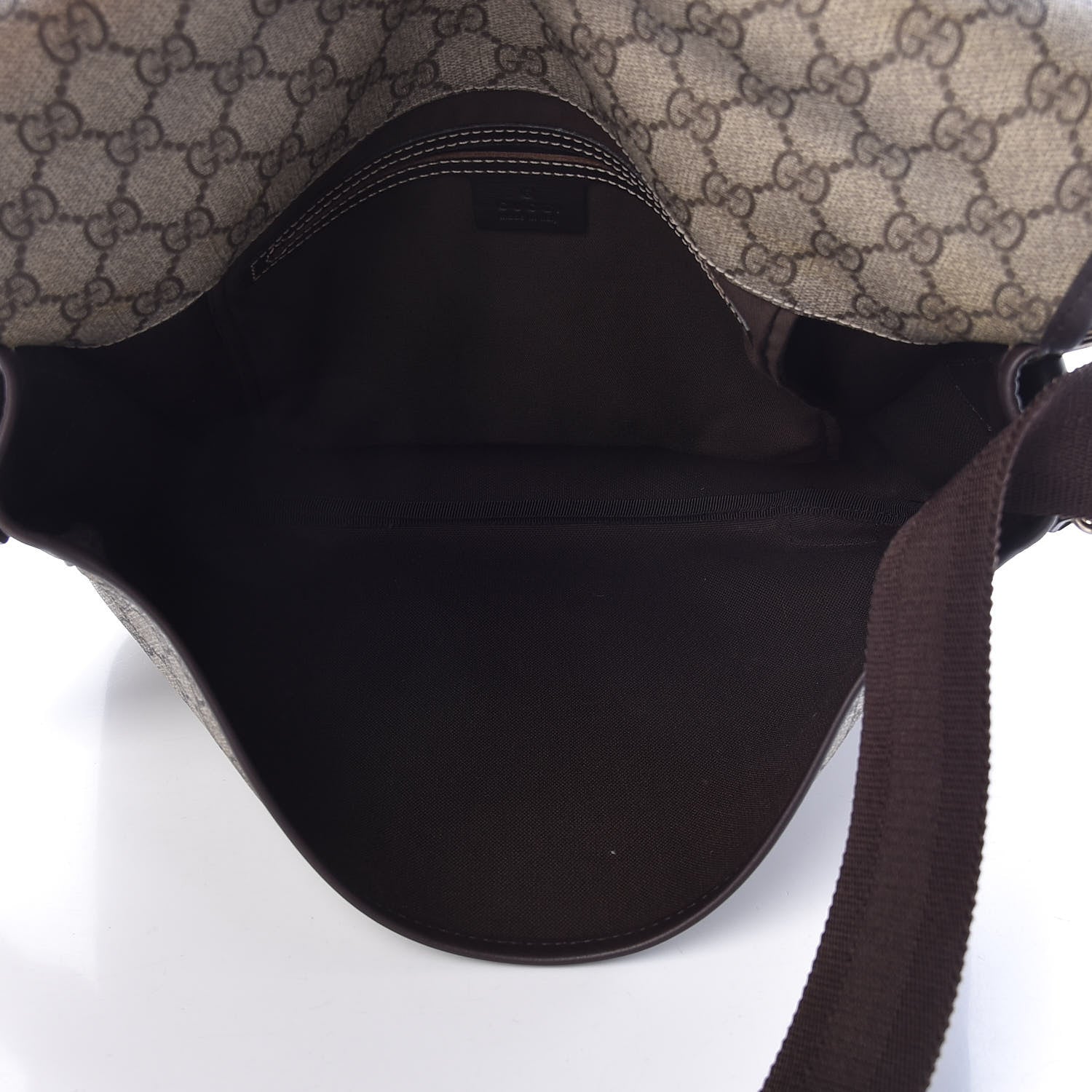 Gucci GG Plus Monogram Medium Double Buckle Flap Messenger Bag Beige Dark Brown 7 of 13