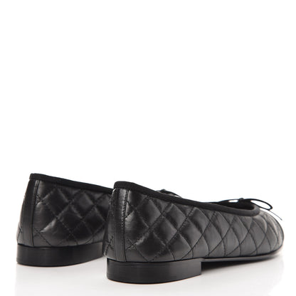 Chanel Aged Calfskin Quilted Cap Toe Ballerina Flats 40.5 Black 3 of 9