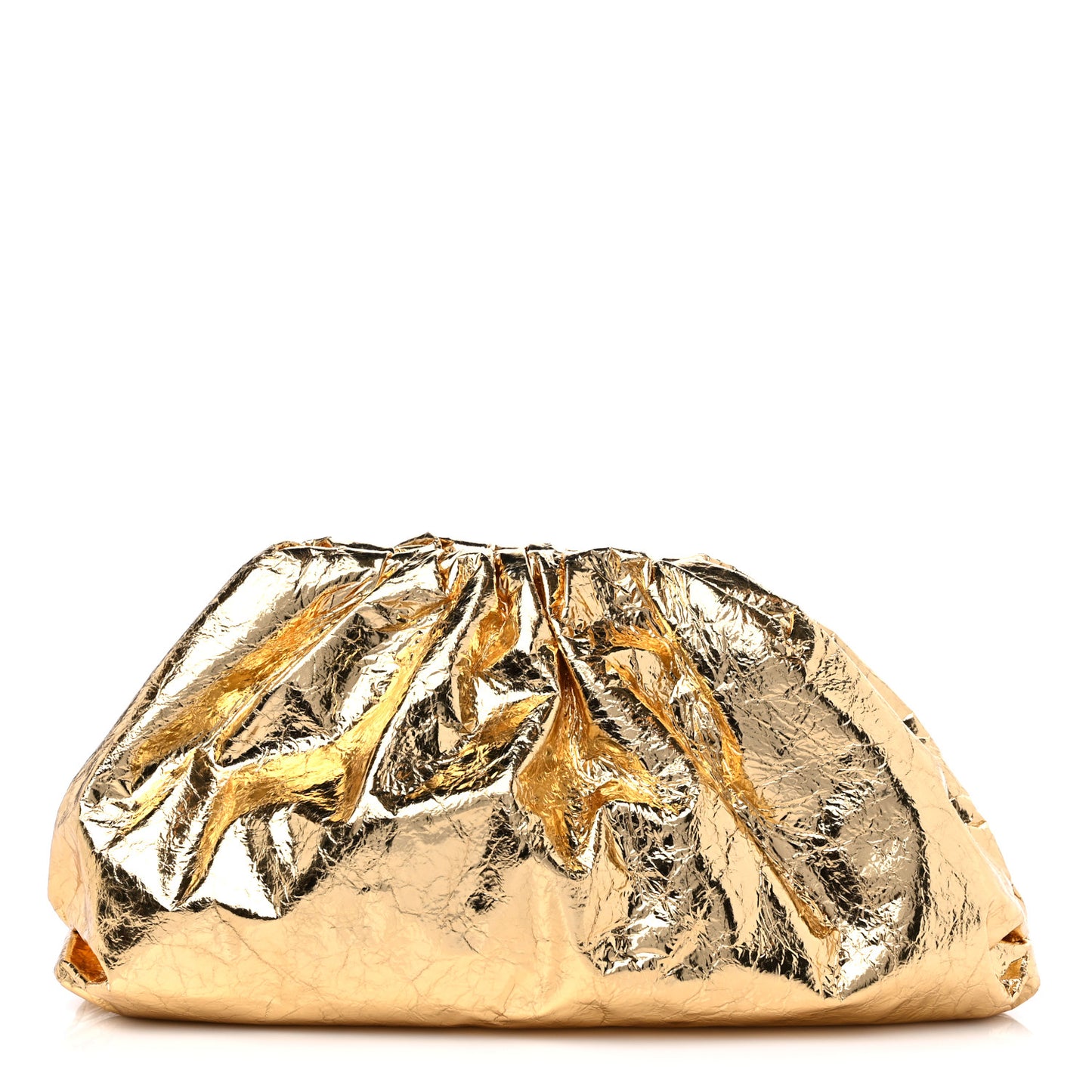 Metallic Crinkled Lambskin The Pouch Oversized Clutch Oro