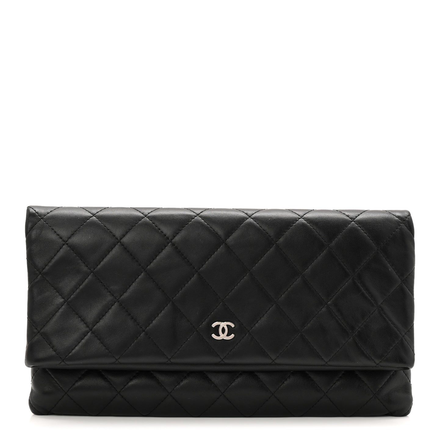 Lambskin Quilted CC Beauty Clutch Black