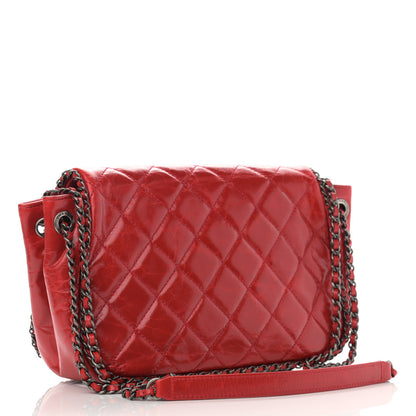 Chanel Glazed Calfskin Quilted Small CC Enchained Accordion Flap Red 2 of 10