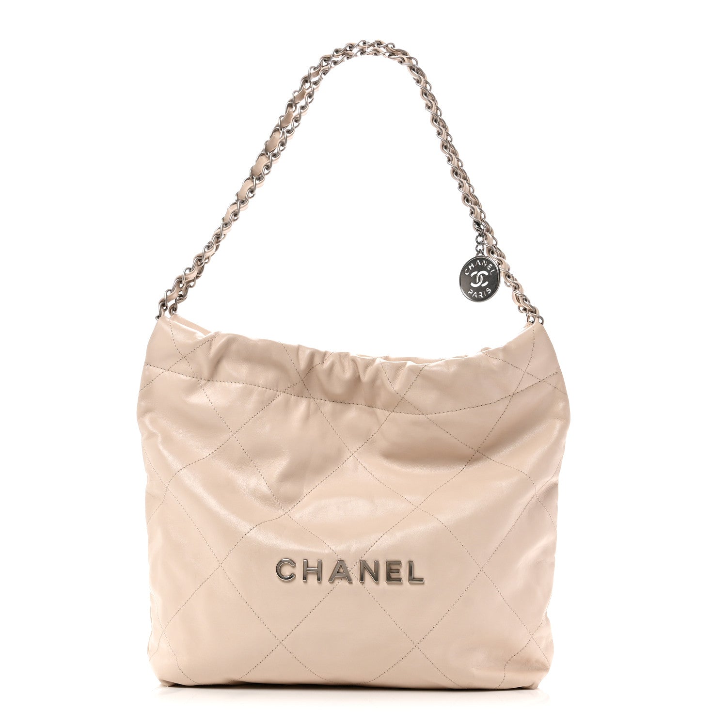 Chanel Shiny Calfskin Quilted Small Chanel 22 Ecru 1 of 11
