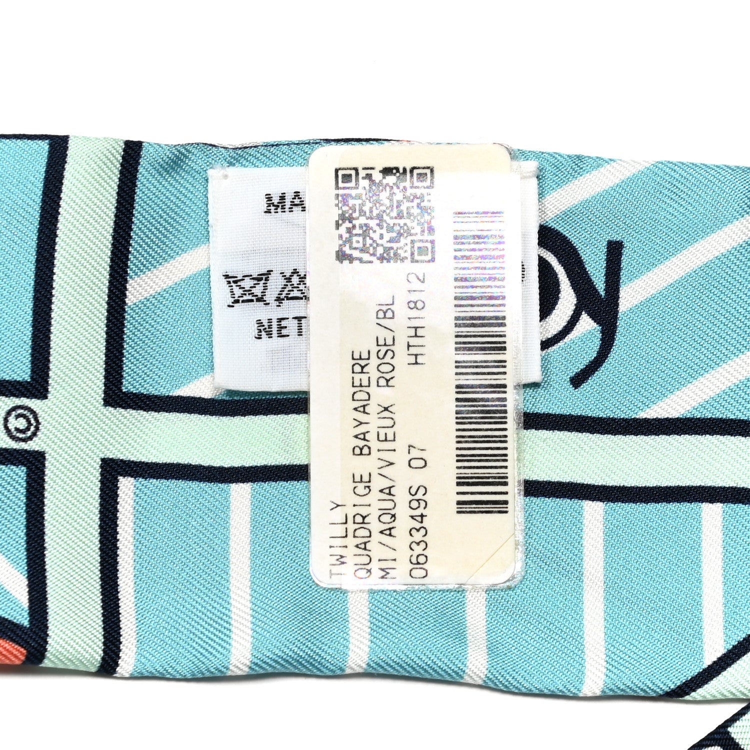 Hermes Silk Quadrige Twilly Aqua Vieux Rose Blue Jean 4 of 4