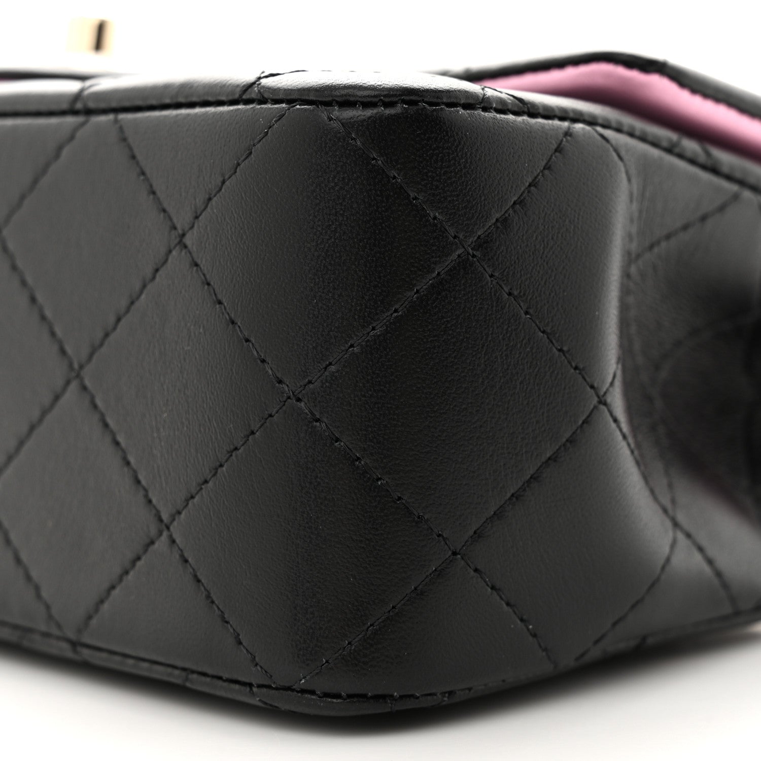 Chanel Lambskin Quilted Bi-Color Mini Top Handle Rectangular Flap Black Lilac 11 of 13