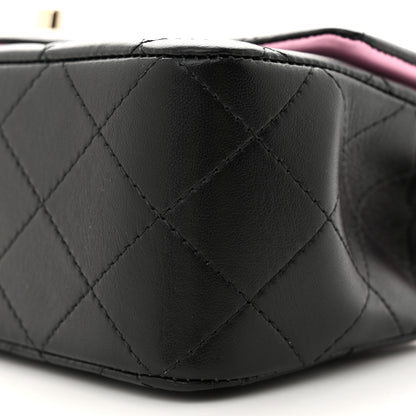 Chanel Lambskin Quilted Bi-Color Mini Top Handle Rectangular Flap Black Lilac 11 of 13