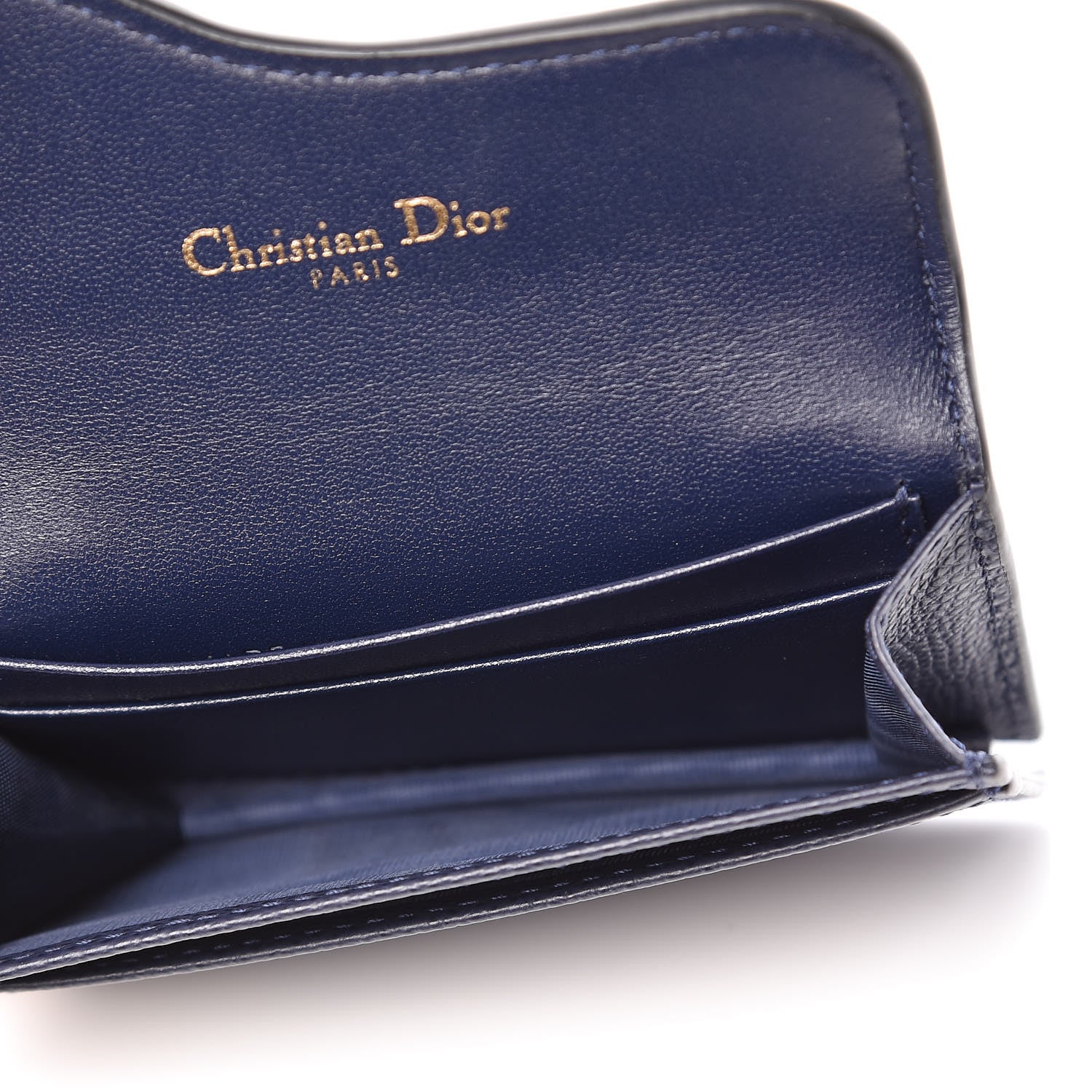 Christian Dior Grained Calfskin Saddle Card Holder Navy 5 of 7