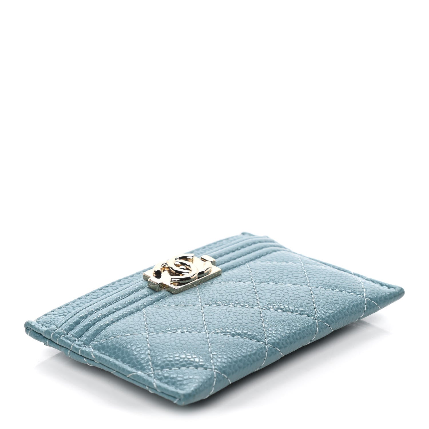 Chanel Caviar Quilted Boy Card Holder Light Blue 4 of 8