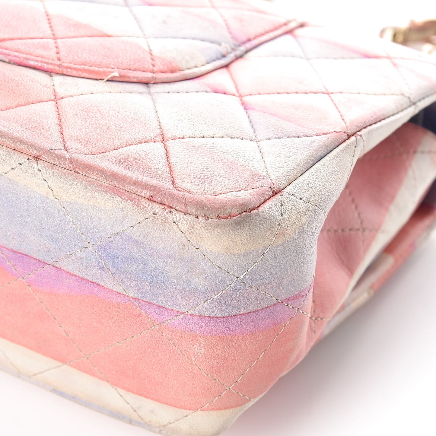 Lambskin Quilted Medium Double Flap Multicolor