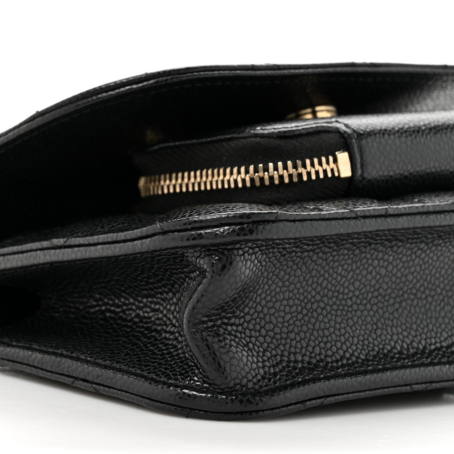 Caviar Quilted Business Affinity Clutch With Chain Black
