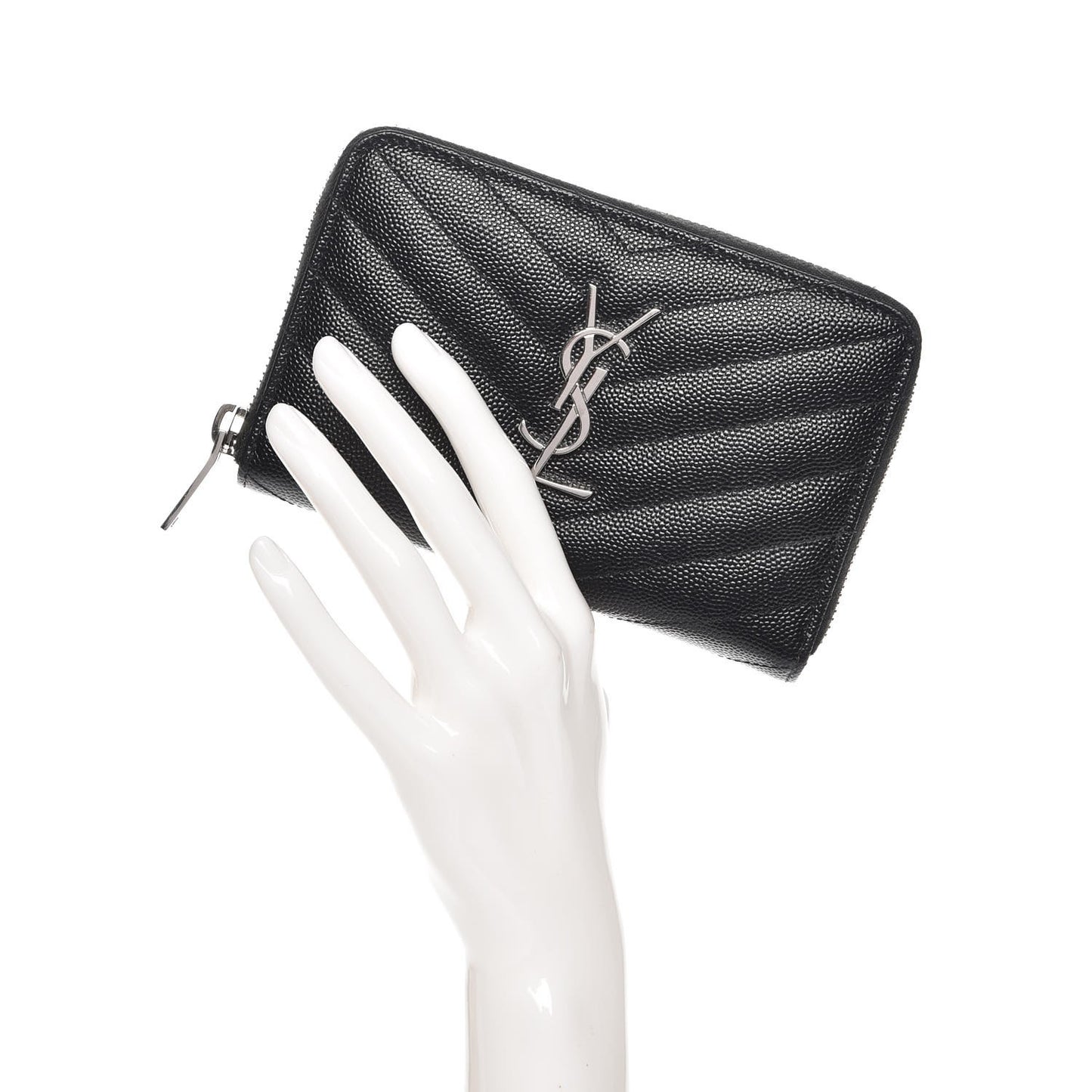 Grain De Poudre Matelasse Chevron Monogram Zip Around Wallet Black
