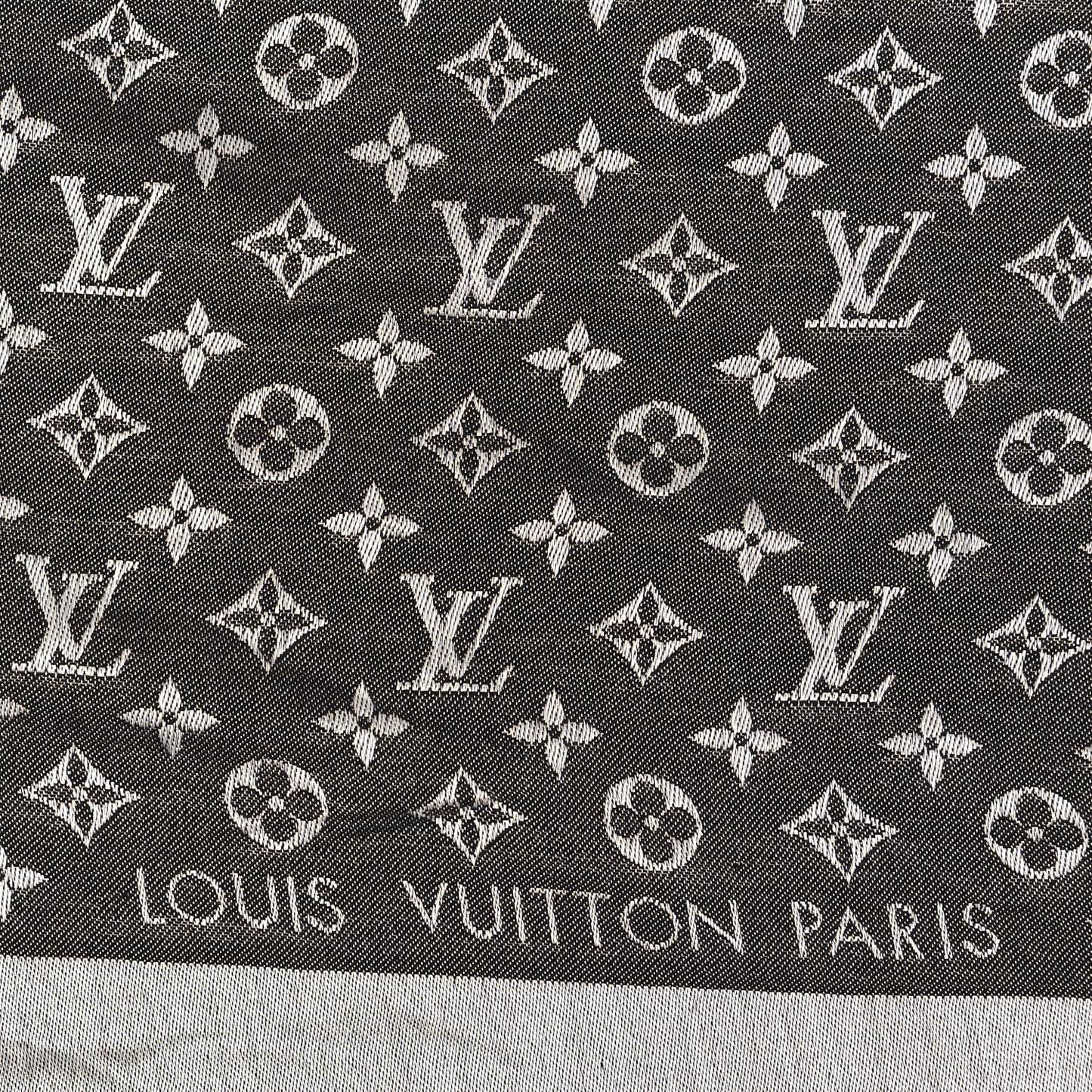 Silk Wool Monogram Denim Shawl Black