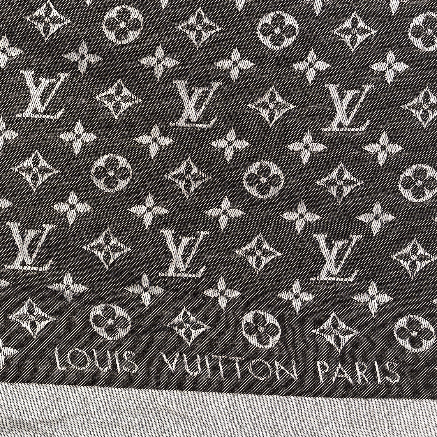Louis Vuitton Silk Wool Monogram Denim Shawl Black 2 of 3