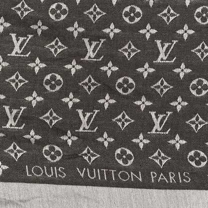 Louis Vuitton Silk Wool Monogram Denim Shawl Black 2 of 3