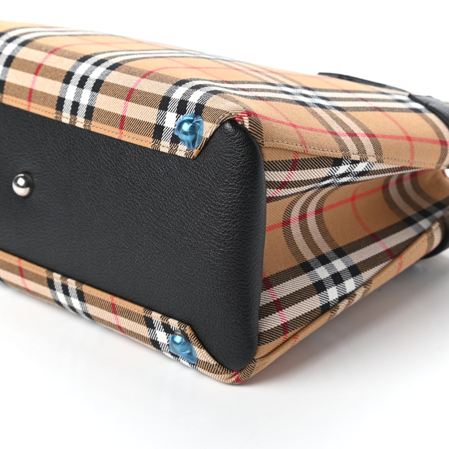 Goatskin Vintage Check Medium Banner Tote Black