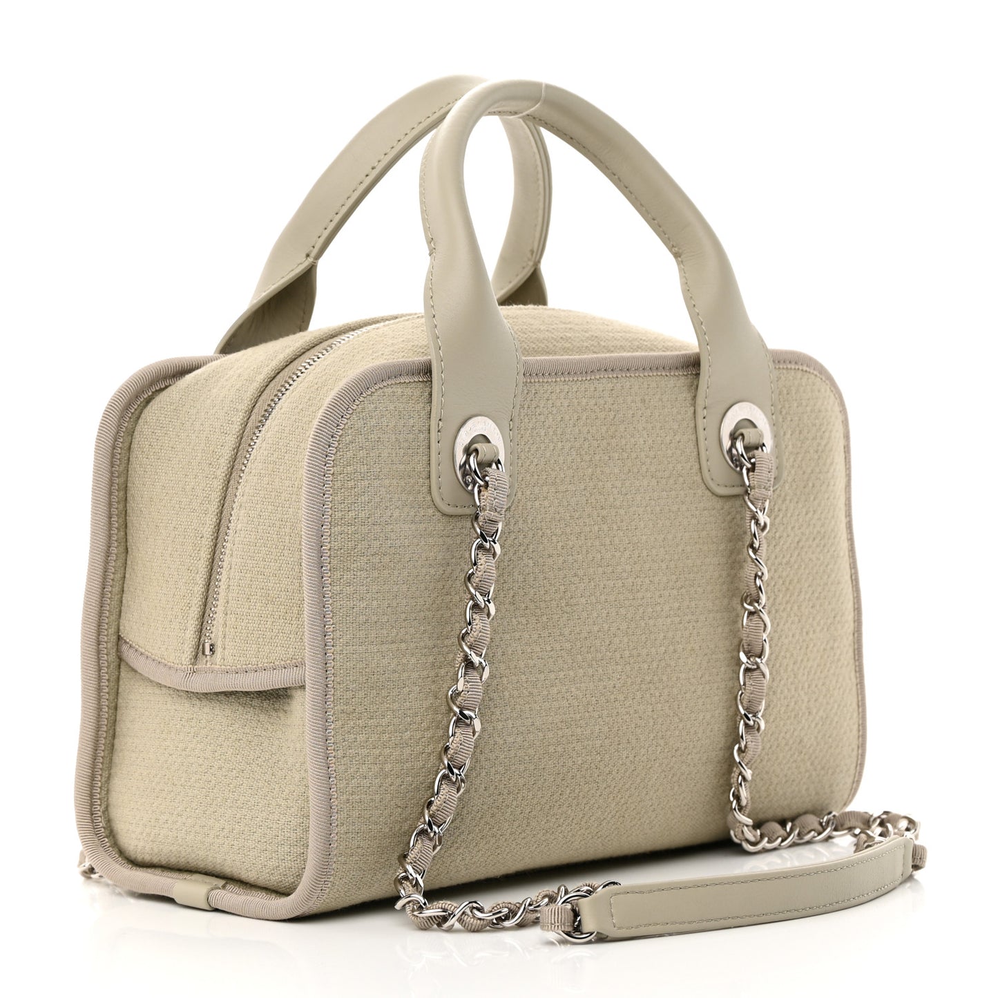 Canvas Deauville Bowling Bag Beige