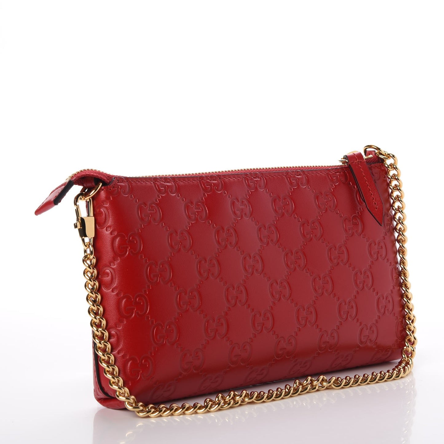 Guccissima Signature Wrist Wallet Hibiscus Red
