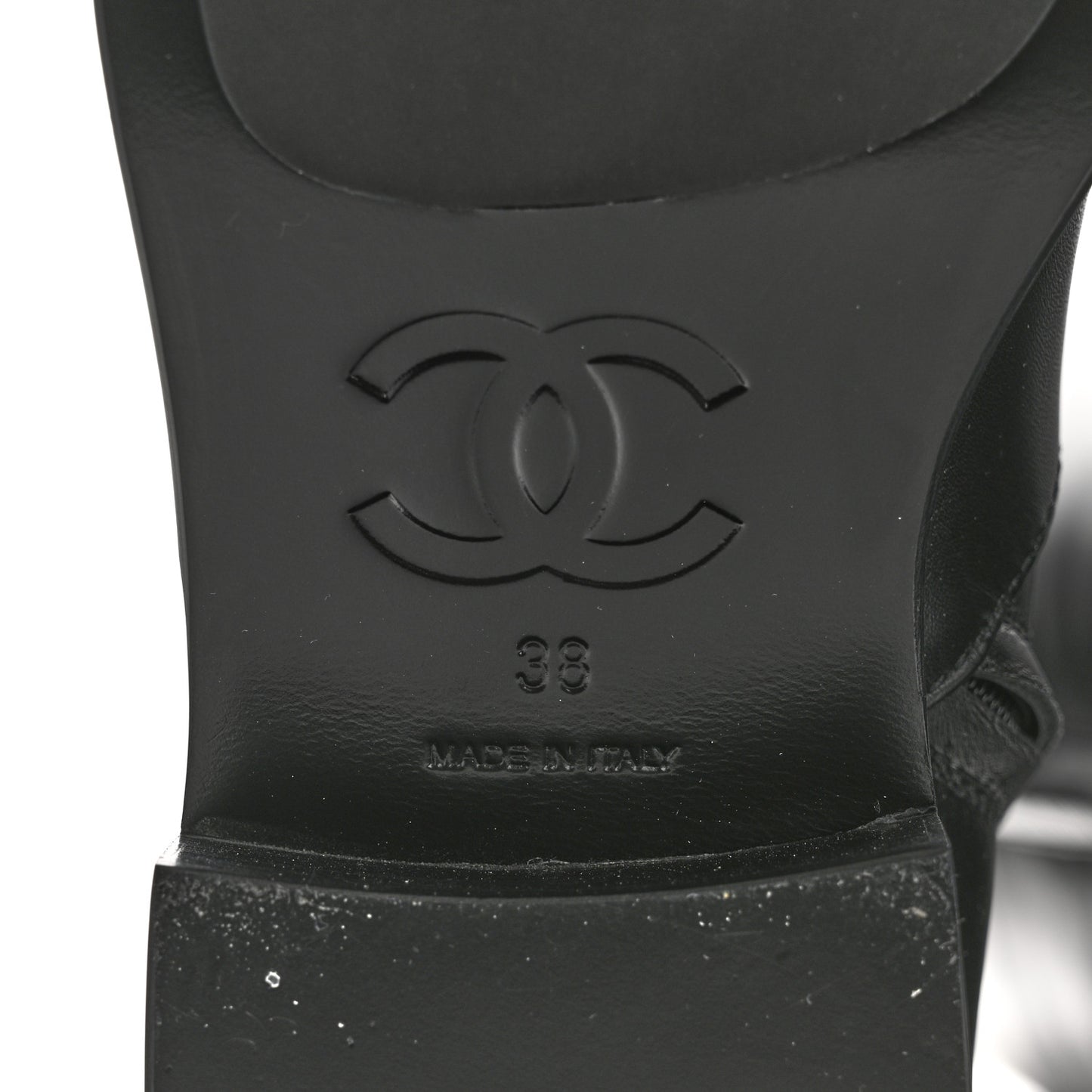 Calfskin Chain High Boots 38 Black