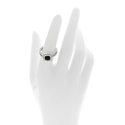 David Yurman Sterling Silver Diamond Black Onyx 7mm Petite Albion Ring 53 6.5 2 of 4