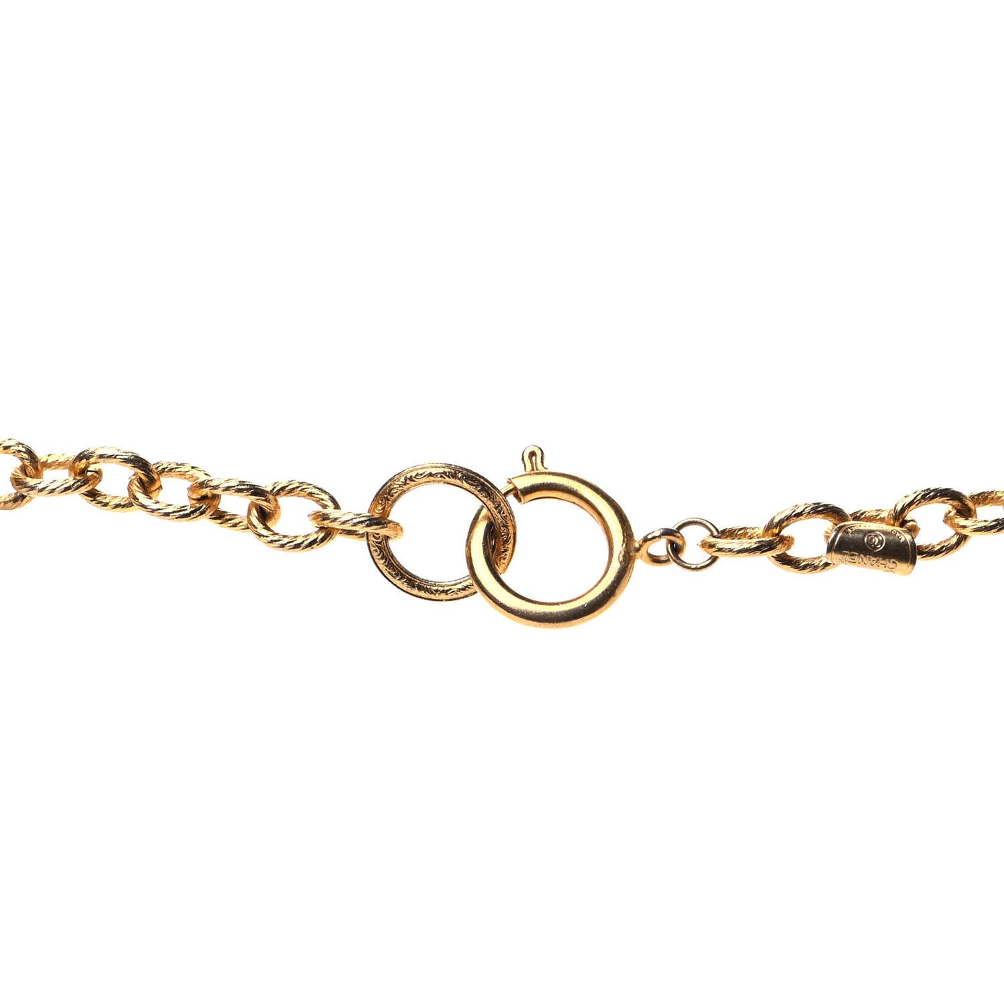 Quilted Long Chain Necklace Gold