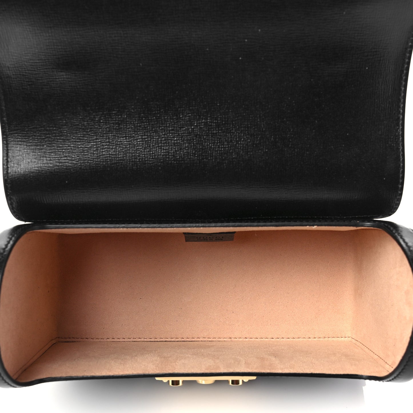 Calfskin Small Padlock Bamboo Shoulder Bag Black